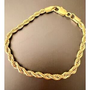 18k Stamped Gold Plated Rope Chain Bracelet 20CM 4MM Unisex Will not Fade